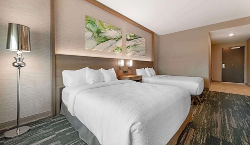 Chambre Standard, 2 grands lits, accessible aux personnes à mobilité réduite, baignoire