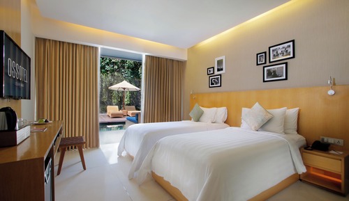 Chambre Supérieure, 2 lits une place, vue piscine