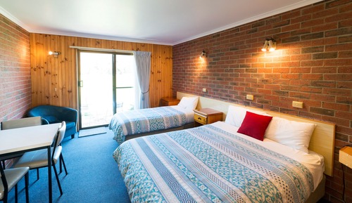 Chambre avec lits jumeaux, accessible aux personnes à mobilité réduite, vue montagne