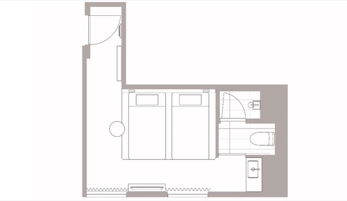 Chambre Deluxe avec lits jumeaux, non-fumeurs (Corner, upto 2 adults 2 children)