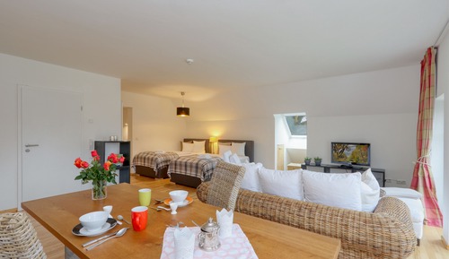Studio Confort, cuisine, vue jardin