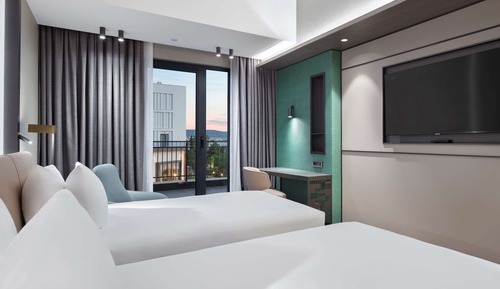 Chambre, 2 lits une place