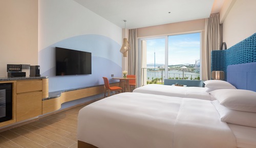 Chambre, 2 lits une place, vue océan