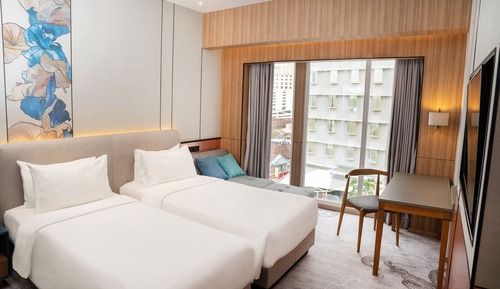 Chambre Supérieure, 2 lits une place, vue fleuve