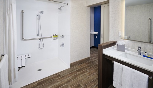 Chambre, 1 très grand lit, douche accessible en fauteuil roulant (Roll-In Shower)