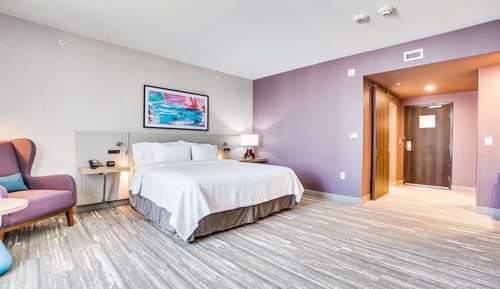 Chambre, 1 très grand lit, accessible aux personnes à mobilité réduite (Roll-In Shower)