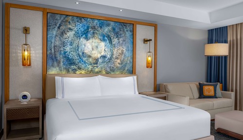 Chambre, 1 très grand lit, accessible aux personnes à mobilité réduite (Mobility, Roll-in Shower)