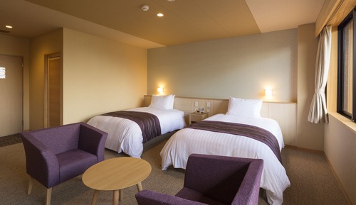 Chambre Deluxe avec lits jumeaux, vue lac (AO No SYOU with Private Open-Air Bath)