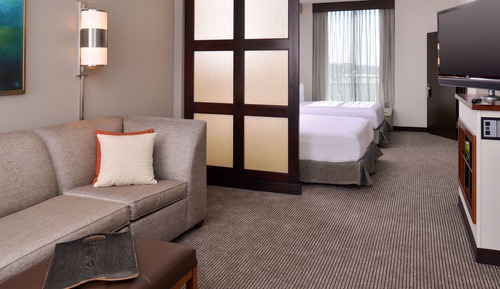 Chambre, 2 grands lits, accessible aux personnes à mobilité réduite, baignoire