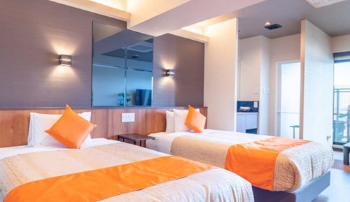 Chambre Deluxe Double ou avec lits jumeaux, non-fumeurs (Modern JP W. style with open-air bath)