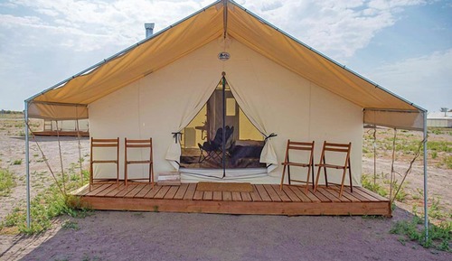 Tente Deluxe, 2 lits doubles, salle de bains privée, vue montagne