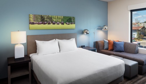 Chambre, 1 très grand lit, accessible aux personnes à mobilité réduite, baignoire