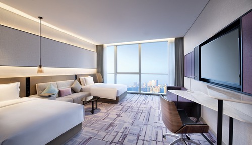Chambre Standard, 2 lits une place, accès au salon club, vue océan