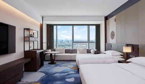 Chambre, 2 lits une place, vue ville