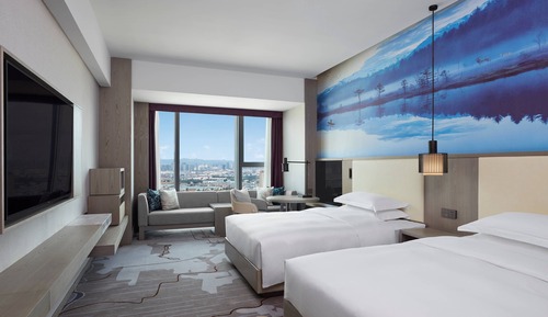 Chambre, 2 lits une place, vue ville