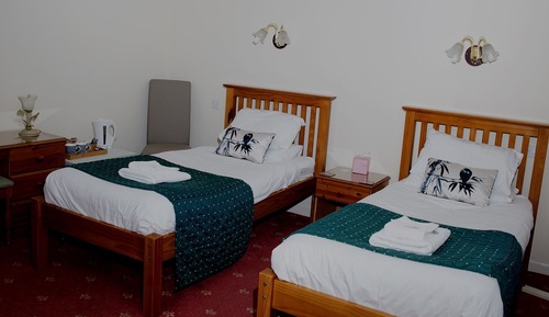 Chambre avec lits jumeaux, salle de bains attenante