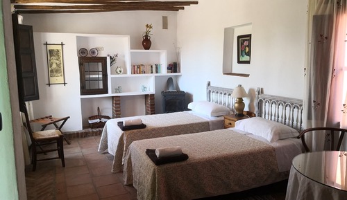 Chambre Double, 2 lits une place, accessible aux personnes à mobilité réduite, vue jardin