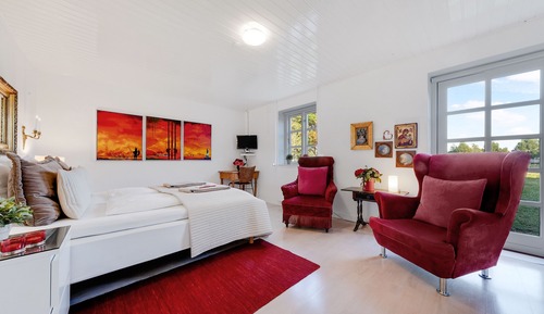 Chambre Double, 1 très grand lit (Det Røde Dobbeltværelse)