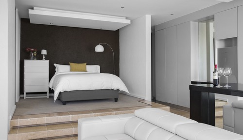 Studio Luxe, 1 grand lit, cuisine, vue ville