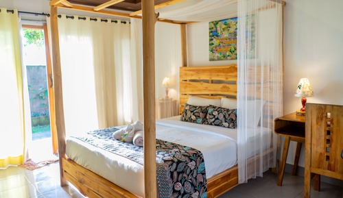 Chambre Double ou avec lits jumeaux, salle de bains privée, vue partielle sur l'océan