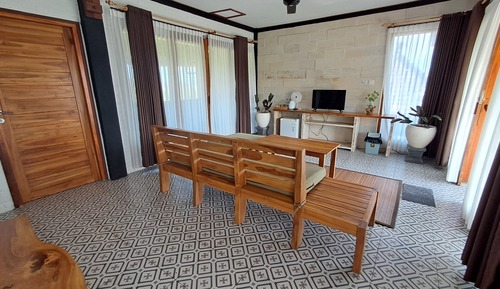 Chambre Deluxe Double ou avec lits jumeaux, salle de bains privée, vue partielle sur l'océan
