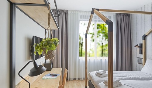 Chambre Double ou avec lits jumeaux, 2 lits une place (Greenhouse Room 2)