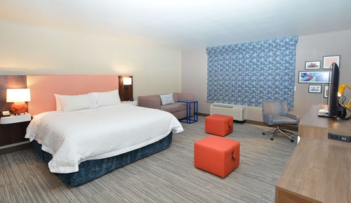 Chambre, 1 très grand lit, accessible aux personnes à mobilité réduite (Roll-In Shower)