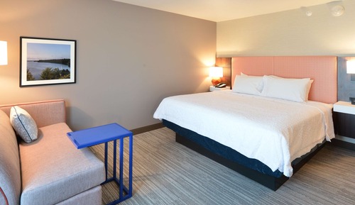 Chambre, 1 très grand lit, réfrigérateur et four à micro-ondes