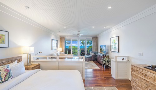 Villa Supérieure, 1 très grand lit et 1 canapé-lit, vue plage