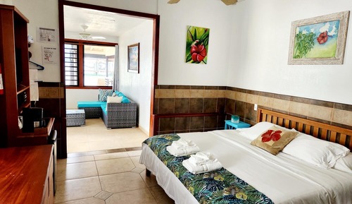 Chambre Standard, 1 très grand lit, terrasse, en front de plage