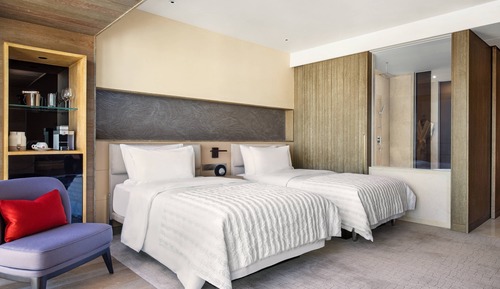 Chambre, 2 lits une place, vue ville
