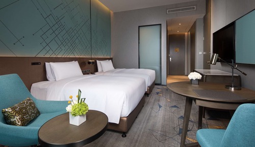 Chambre Deluxe avec lits jumeaux, balcon, vue mer