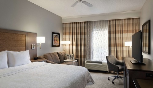 Chambre, 1 très grand lit et 1 canapé-lit, accessible aux personnes à mobilité réduite, baignoire