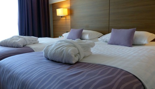 Chambre avec lits jumeaux, balcon, vue parc