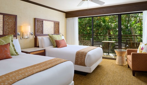 Chambre, 2 lits doubles, vue jardin