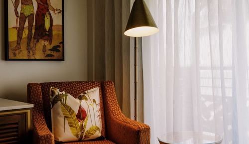 Chambre, 1 très grand lit, vue partielle sur l'océan (Mobility)