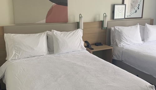 Chambre, 2 grands lits, accessible aux personnes à mobilité réduite, baignoire