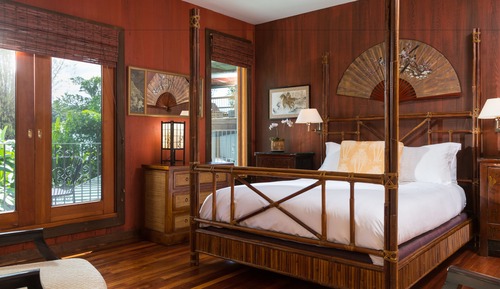 Chambre, 1 grand lit, véranda, vue jardin