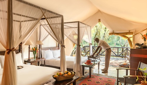 Chambre, 2 grands lits (Riverfront Tent with Twin Beds)
