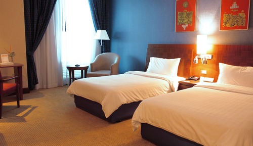 Chambre, 2 lits une place, vue jardin