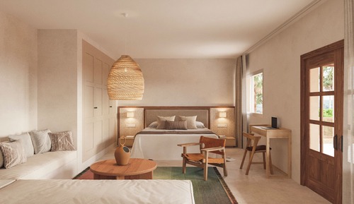 Chambre Double Junior, 1 très grand lit, terrasse, vue jardin