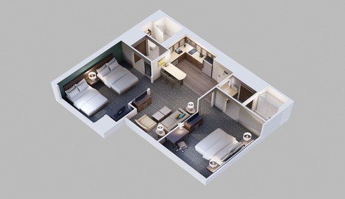 Suite, 2 chambres, cuisine (1 King & 1 Queen)