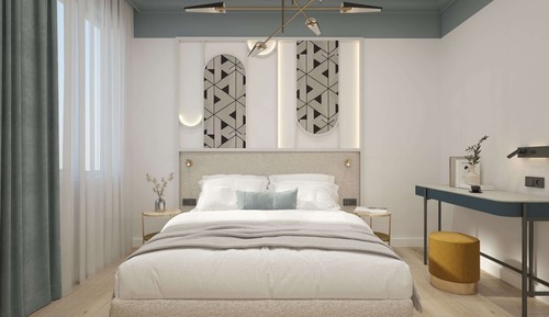 Chambre Exécutive, 1 grand lit, balcon, vue partielle sur la mer
