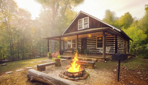 Cabane Confort, 2 chambres, vue fleuve, côté montagne (Log Cabin)