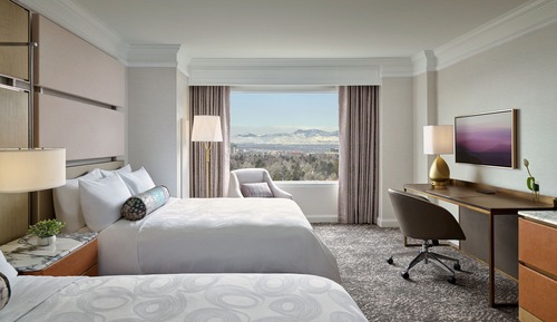 Chambre, 2 grands lits, vue montagne