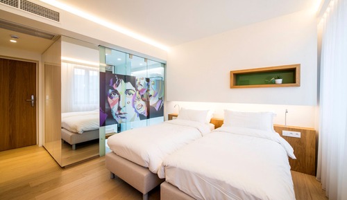 Chambre Double Deluxe pour 1 personne, 2 lits une place, non-fumeurs, vue ville