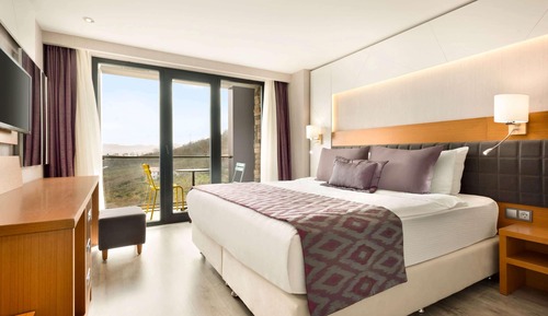 Chambre, 1 très grand lit, fumeurs, vue mer