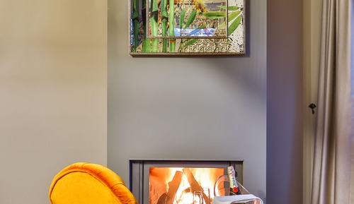 Chambre Deluxe, 1 lit double, cheminée, vue mer