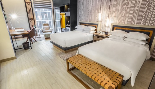 Chambre, 2 lits une place (Atrium View)