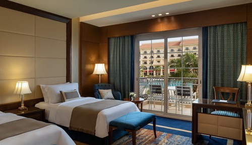 Chambre Deluxe, 2 lits une place, balcon, vue piscine